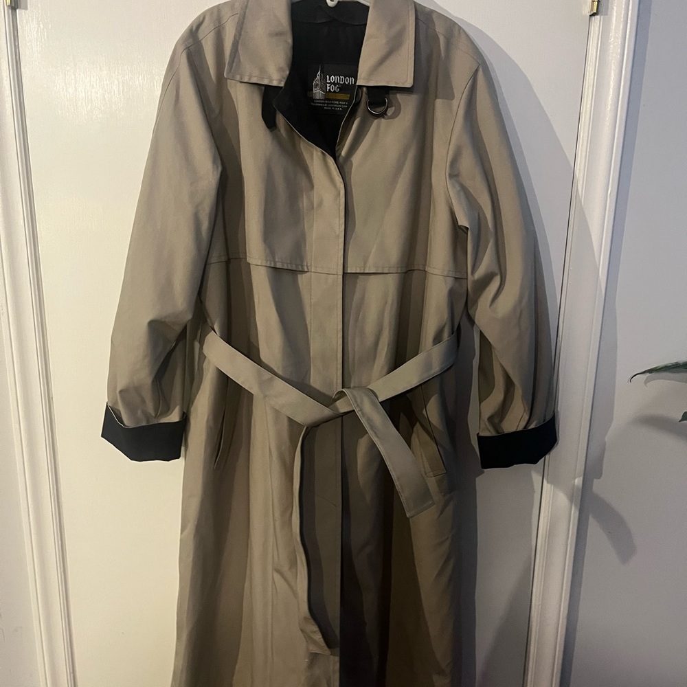 London Fog Women's Beige and Black Trench Coat